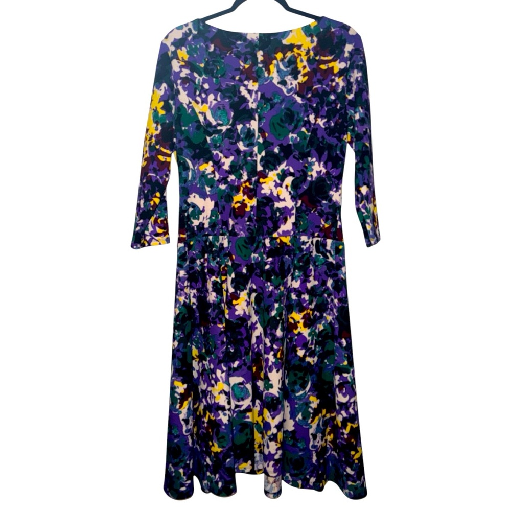Kasper Purple and Green Long Sleeve Dress - Picture 2 of 3